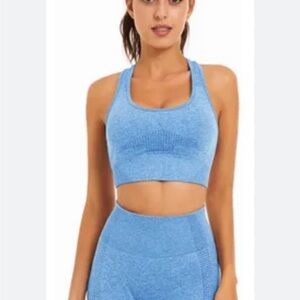Seamless Blue Sports Bra